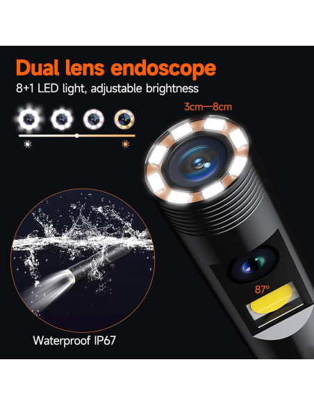 Cámara Endoscópica Doble Lente Gzpce 180 HD 1080P IP67