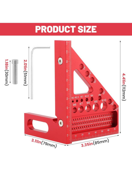 Regla de Medición Multi-Angulo 3D Trasylph 22.5-90 Roja