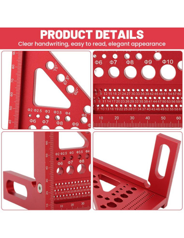 Regla de Medición Multi-Angulo 3D Trasylph 22.5-90 Roja