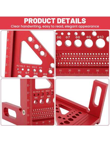 Regla de Medición Multi-Angulo 3D Trasylph 22.5-90 Roja
