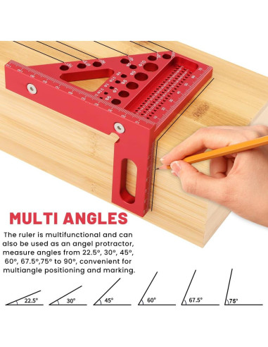 Regla de Medición Multi-Angulo 3D Trasylph 22.5-90 Roja