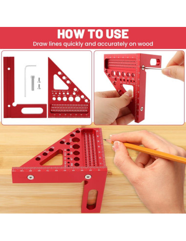 Regla de Medición Multi-Angulo 3D Trasylph 22.5-90 Roja