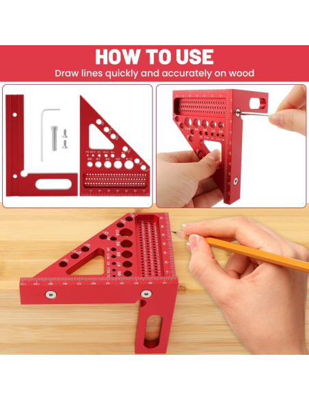 Regla de Medición Multi-Angulo 3D Trasylph 22.5-90 Roja