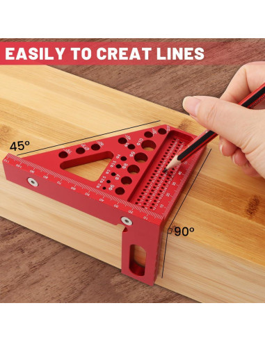 Regla de Medición Multi-Angulo 3D Trasylph 22.5-90 Roja