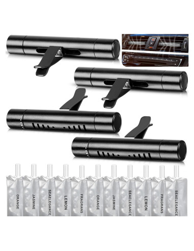 Paquete de 4 Clips Difusores Aromatizantes Auto Negro