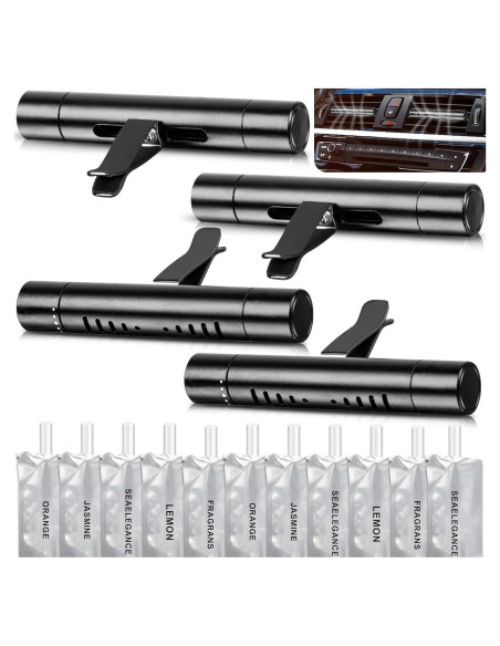 Paquete de 4 Clips Difusores Aromatizantes Auto Negro