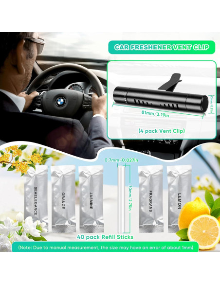 Paquete de 4 Clips Difusores Aromatizantes Auto Negro