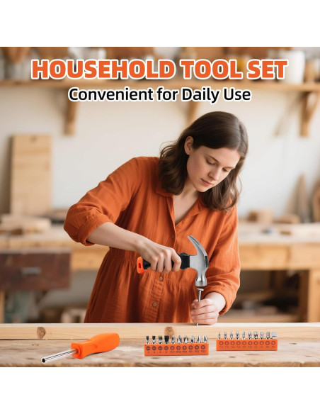 Kit de Herramientas de Mano 22 Piezas WANSHUWUJIN Naranja Kit de Herramientas de Mano 22 Piezas WANSHUWUJIN Naranja