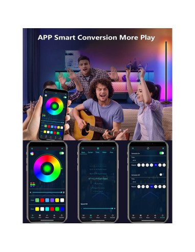 Lámpara de Pie Esquinera RGB Tsanhoo 123.2cm Control APP