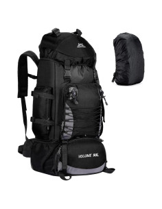 Mochila de Senderismo 90L Impermeable Negra - Camping y Viaje
