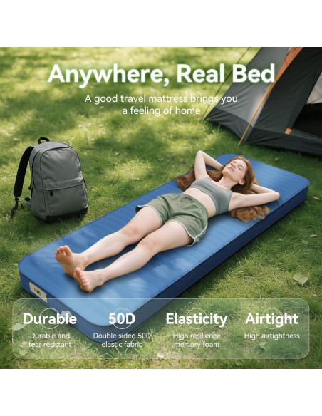 Colchoneta Autoinflable PineHike 200x74 cm Espuma Memoria 10.16 cm