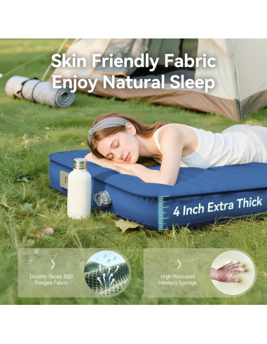 Colchoneta Autoinflable PineHike 200x74 cm Espuma Memoria 10.16 cm