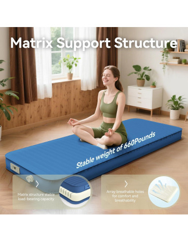 Colchoneta Autoinflable PineHike 200x74 cm Espuma Memoria 10.16 cm