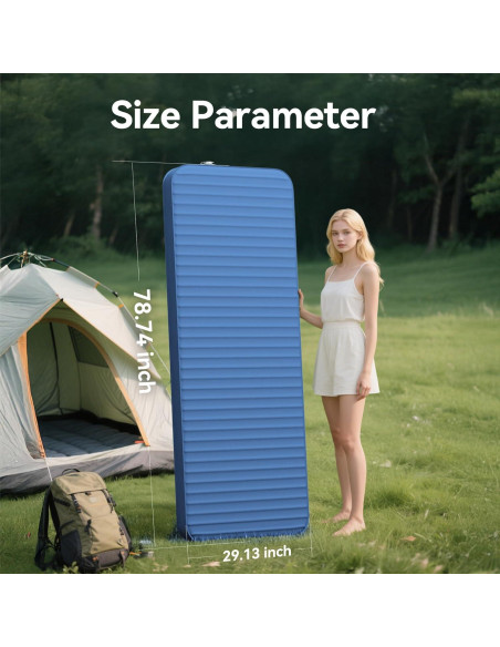 Colchoneta Autoinflable PineHike 200x74 cm Espuma Memoria 10.16 cm