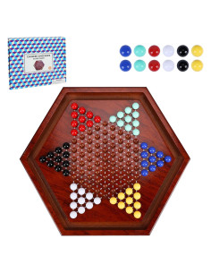 Juego de Damas Chinas de Madera Offelec 35.5 cm 60 Canicas