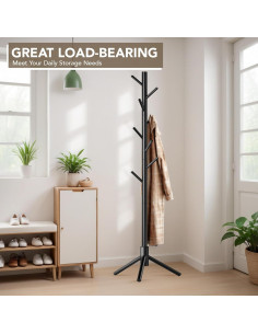 Perchero de Madera Hupmad Ajustable 3 Alturas 8 Ganchos 2