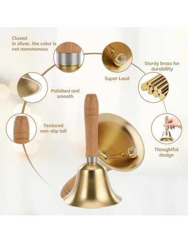 Campana de Mano Flezoo de Bronce Sólido 8 cm - Sonido Fuerte