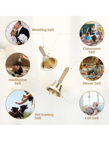Campana de Mano Flezoo de Bronce Sólido 8 cm - Sonido Fuerte