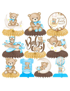 Centros de Mesa de Panal Oso Azul 11Pcs - Baby Shower Niño