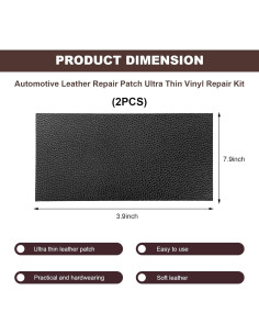 Cinta de Reparación de Cuero FSTURIOS 10x20 cm 2 Piezas Negro 2
