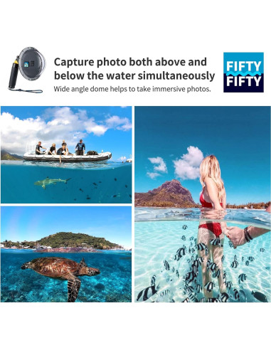 Puerto de Domo Submarino YALLSAME para GoPro Hero 9-13, 45m