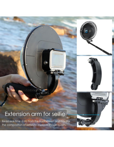 Puerto de Domo Submarino YALLSAME para GoPro Hero 9-13, 45m