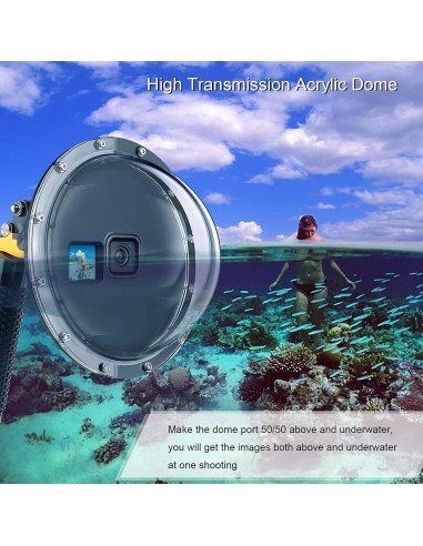 Puerto de Domo Submarino YALLSAME para GoPro Hero 9-13, 45m