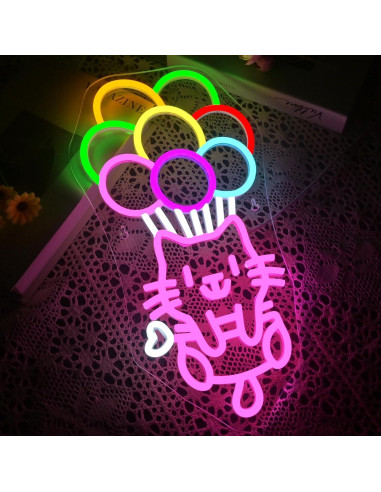 Luz de Neón LED Gato de Pelota 22x42 cm Decoración