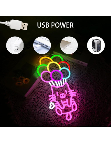 Luz de Neón LED Gato de Pelota 22x42 cm Decoración