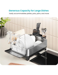 Soporte de Secado de Platos 1 Nivel Home Zone Living Acero Inoxidable 2