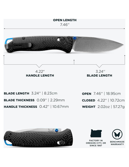 Cuchillo EDC Benchmade Bugout 535-3 Fibra de Carbono 18.93cm Cuchillo EDC Benchmade Bugout 535-3 Fibra de Carbono 18.93cm