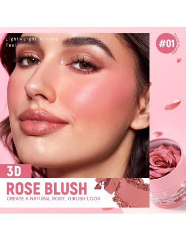 Rubor Crema a Polvo HOSAILY Durazno Bebé 3D - Acabado Natural