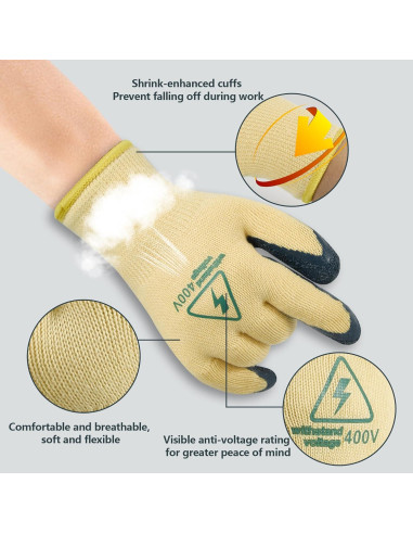 Guantes Aislantes Resistentes 400V Electricista Goma Antideslizante