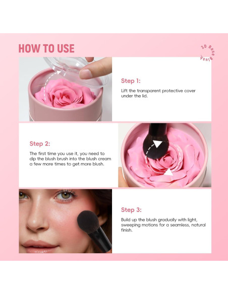 Rubor Crema a Polvo HOSAILY Durazno Bebé 3D - Acabado Natural