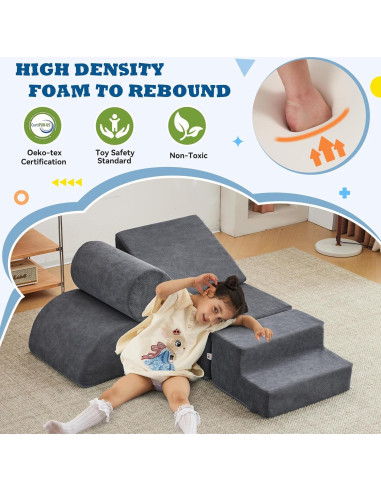 Bloques de Escalada de Espuma Jela Kids 6 Piezas Gris Oscuro