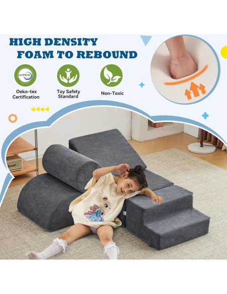 Bloques de Escalada de Espuma Jela Kids 6 Piezas Gris Oscuro