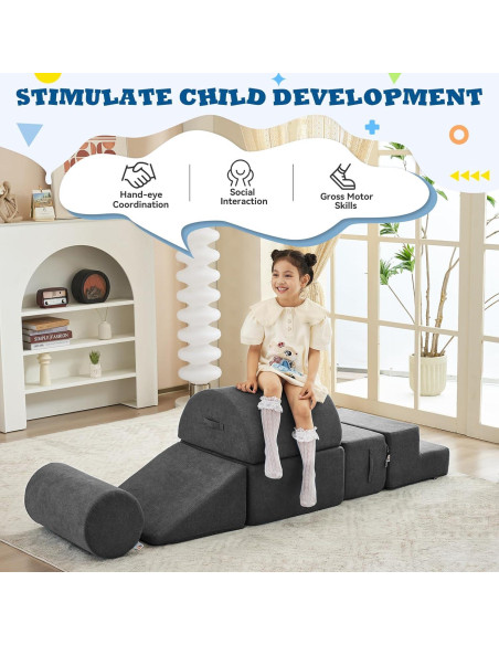 Bloques de Escalada de Espuma Jela Kids 6 Piezas Gris Oscuro