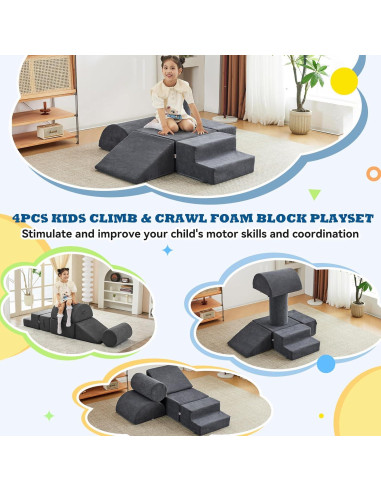 Bloques de Escalada de Espuma Jela Kids 6 Piezas Gris Oscuro