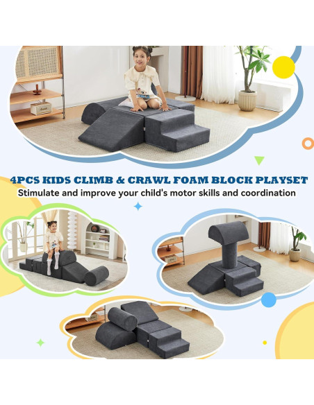 Bloques de Escalada de Espuma Jela Kids 6 Piezas Gris Oscuro