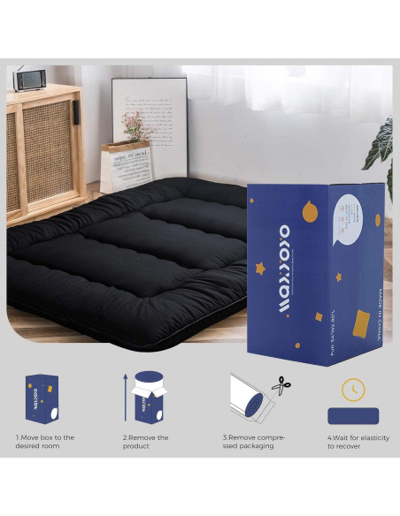 Colchón Futón MAXYOYO Individual Plegable 4" Negro