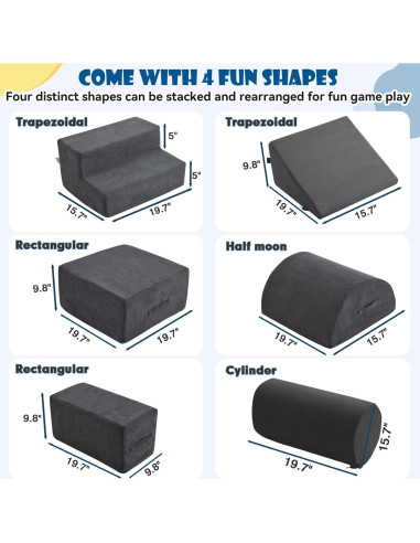 Bloques de Escalada de Espuma Jela Kids 6 Piezas Gris Oscuro