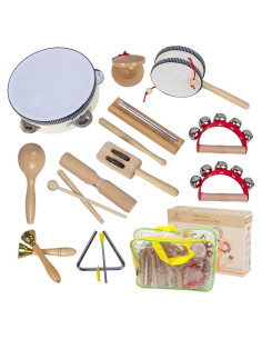 Juego de Instrumentos Musicales de Madera KIDSTOYLAND 16 Piezas
