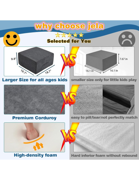 Bloques de Escalada de Espuma Jela Kids 6 Piezas Gris Oscuro