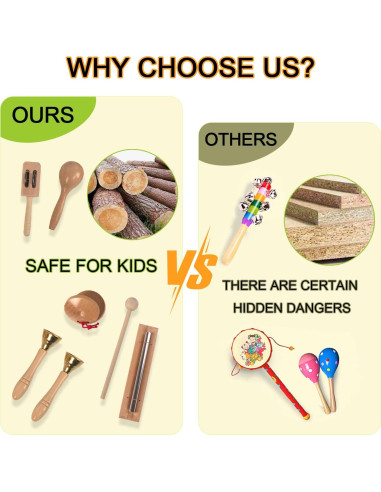 Juego de Instrumentos Musicales de Madera KIDSTOYLAND 16 Piezas