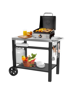 Mesa de Parrilla Exterior Doble Estante GRILL FORCE 85x53 cm