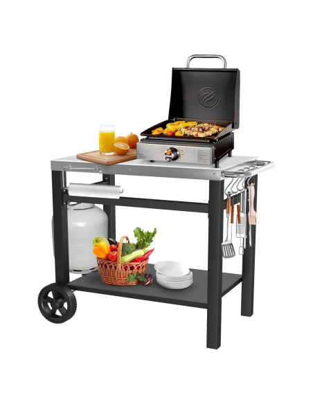 Mesa de Parrilla Exterior Doble Estante GRILL FORCE 85x53 cm