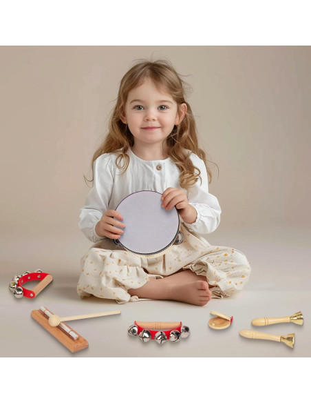 Juego de Instrumentos Musicales de Madera KIDSTOYLAND 16 Piezas