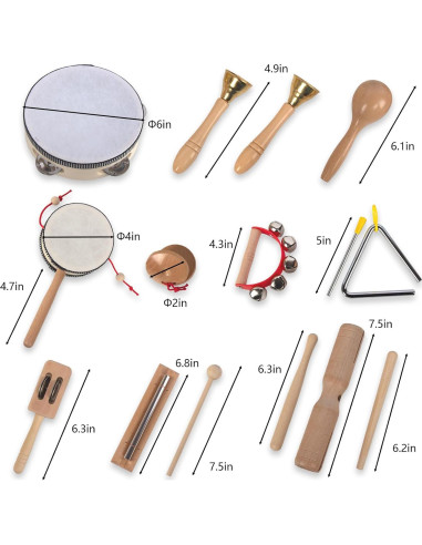 Juego de Instrumentos Musicales de Madera KIDSTOYLAND 16 Piezas