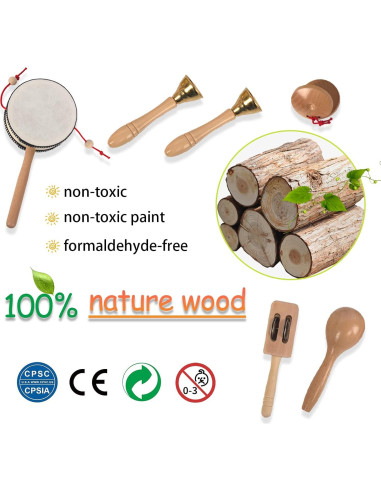 Juego de Instrumentos Musicales de Madera KIDSTOYLAND 16 Piezas