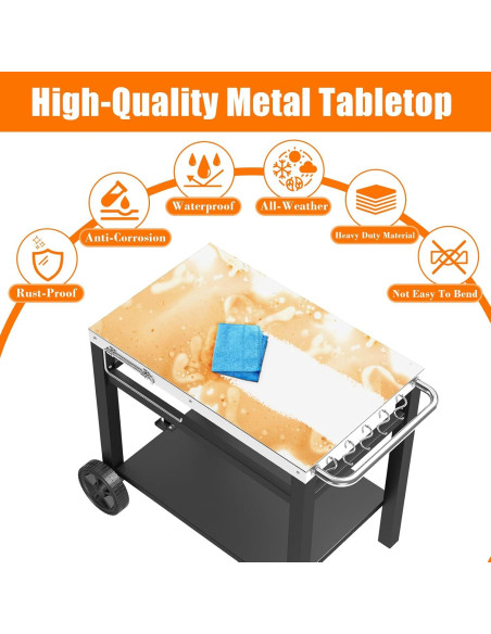 Mesa de Parrilla Exterior Doble Estante GRILL FORCE 85x53 cm